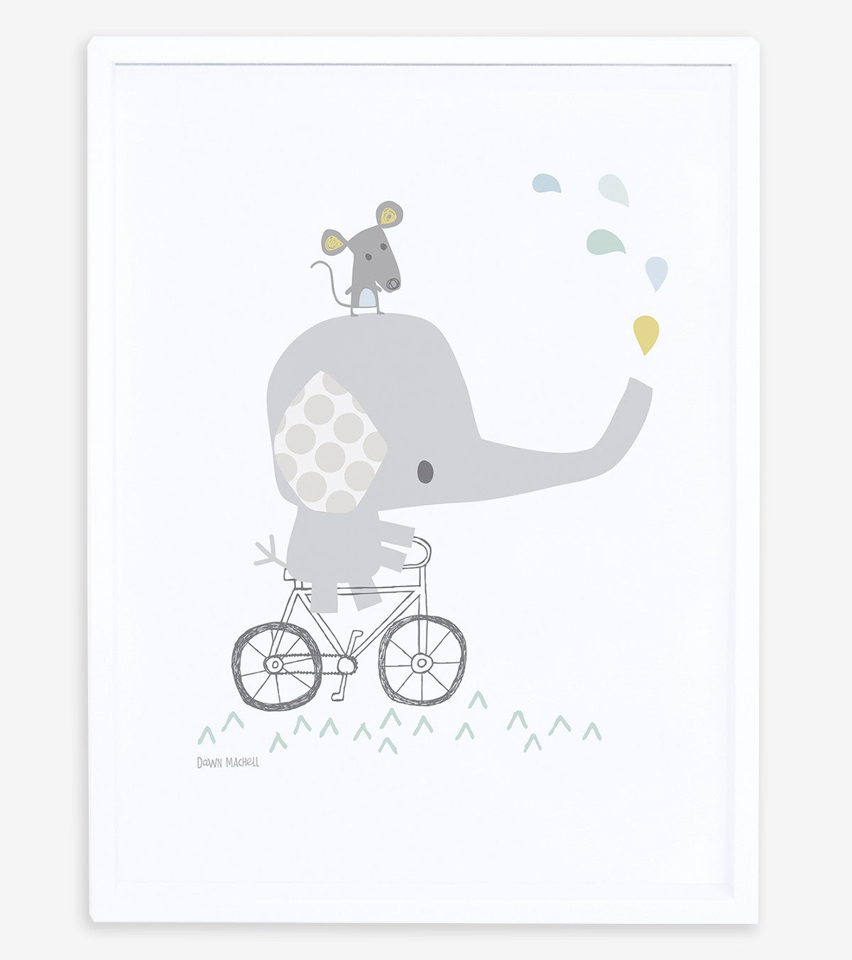 SMILE IT'S RAINING - Plakat for barn - Elefant på sykkel