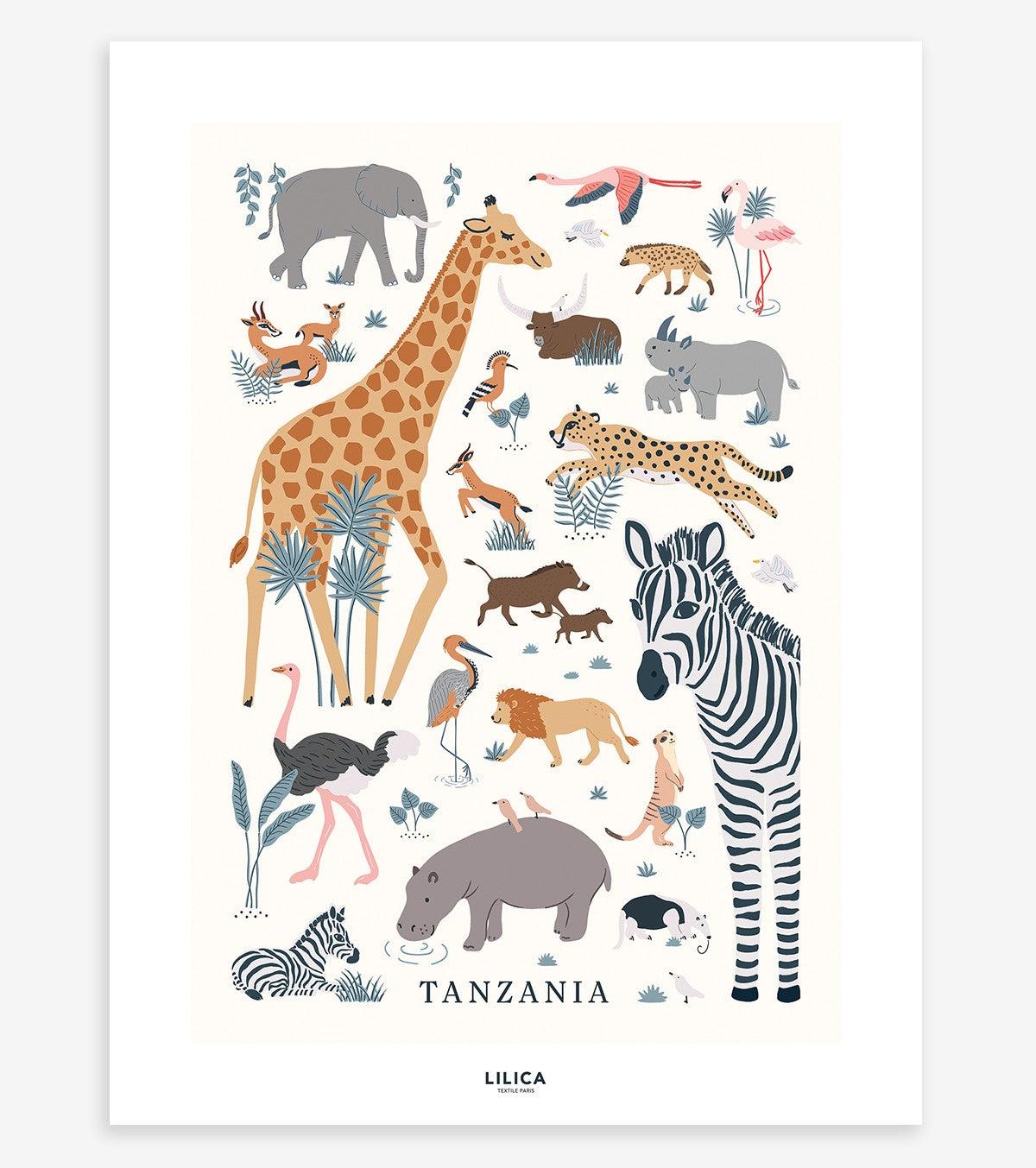 TANZANIA - Plakat for barn - ville dyr