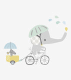 SMILE IT'S RAINING - Stort klistremerke - Elefant på sykkelen sin