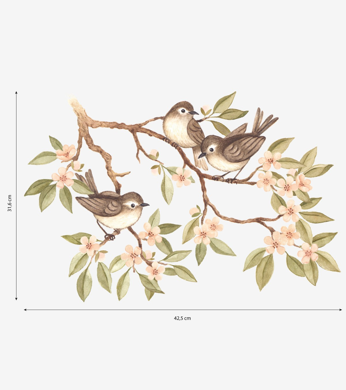 OH DEER - Veggklistremerker - Blomstrende gren og fugler