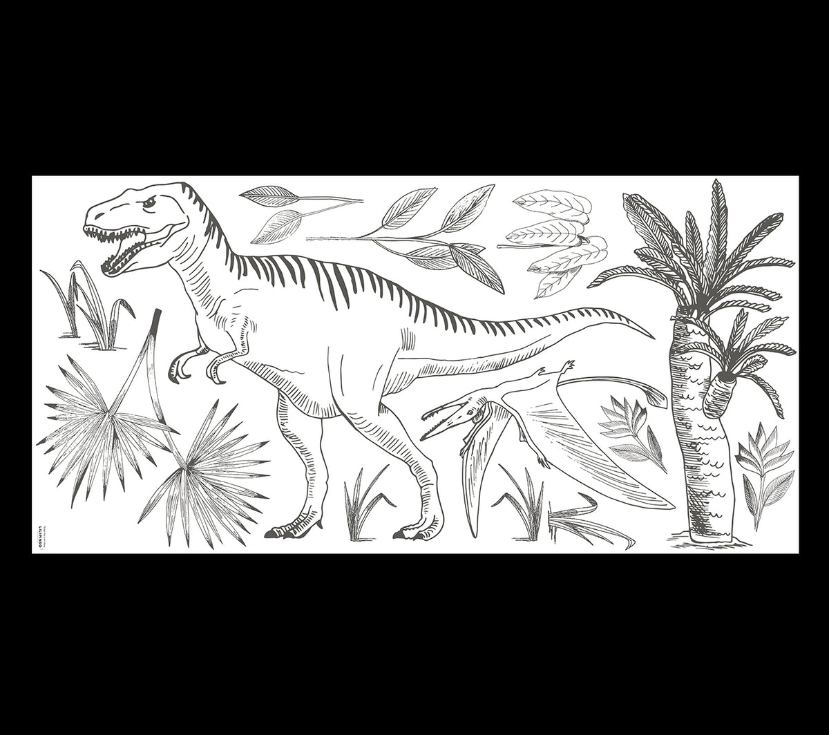 DINOSAURUS - Veggklistremerker - Dinosaurer : T - rex, pteranodon og palme