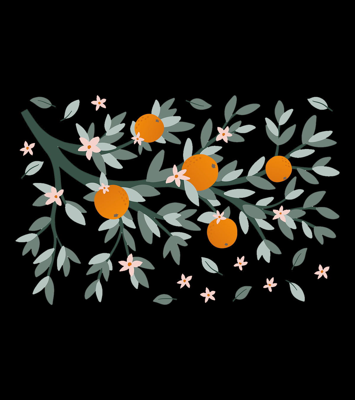 LOUISE - Stort klistremerke - Grener og appelsiner