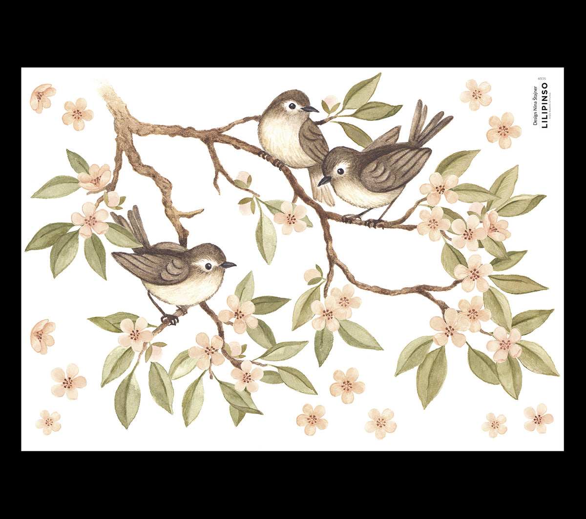 OH DEER - Veggklistremerker - Blomstrende gren og fugler