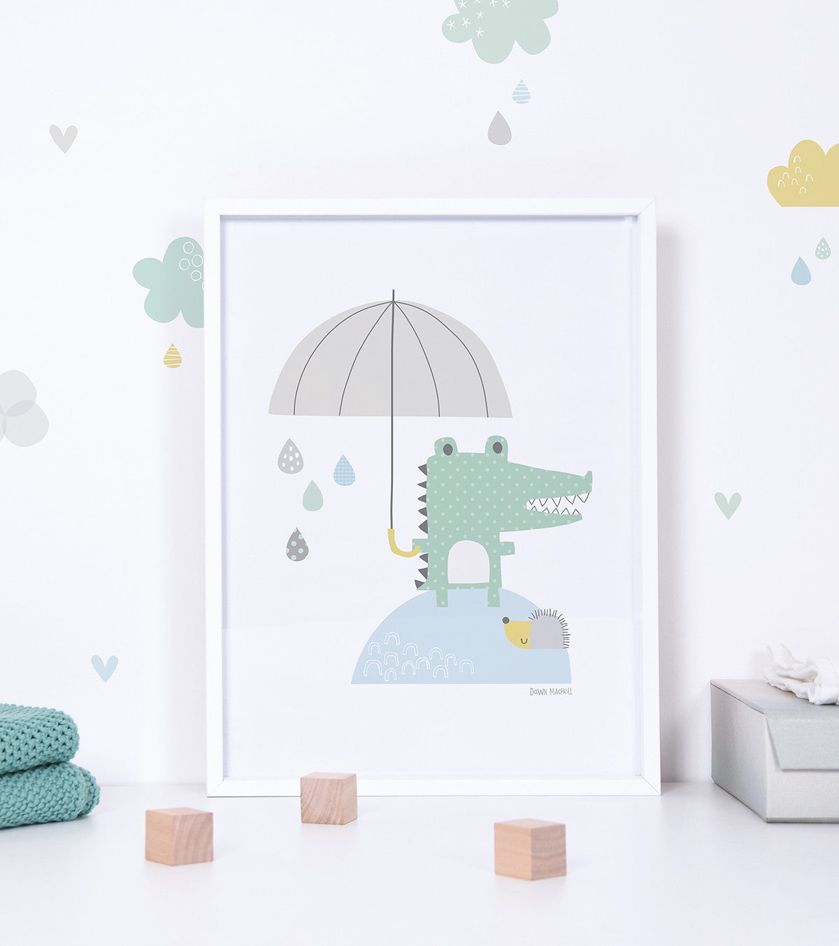SMILE IT'S RAINING - Barneplakat - Krokodillen og paraplyen hans