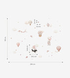 SELENE - Veggklistremerker - Dyr og ballonger (rosa)