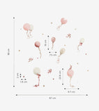 SELENE - Veggklistremerker - Ballonger og drager (rosa)